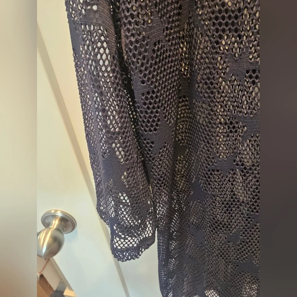 NWT! APT. 9 Swim Coverup, Navy Blue Stars, Sheer Mesh, Short Sleeve 2x - Picture 4 of 11
